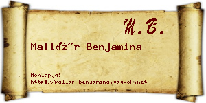 Mallár Benjamina névjegykártya